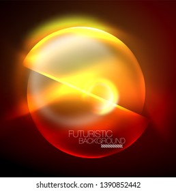 Vector glowing neon circles abstract background, modern template