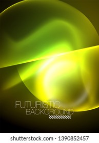 Vector glowing neon circles abstract background, modern template
