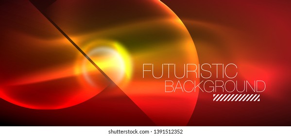 Vector glowing neon circles abstract background, modern template