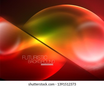 Vector glowing neon circles abstract background, modern template