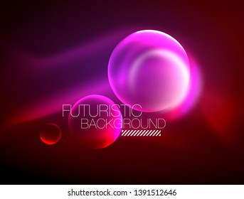 Vector glowing neon circles abstract background, modern template