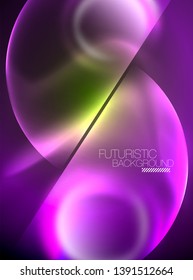 Vector glowing neon circles abstract background, modern template