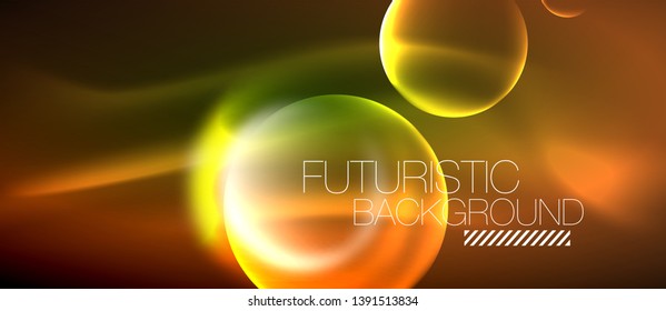 Vector glowing neon circles abstract background, modern template