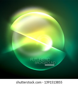 Vector glowing neon circles abstract background, modern template