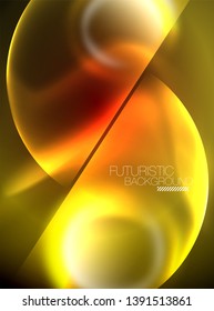 Vector glowing neon circles abstract background, modern template