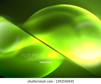 Vector glowing neon circles abstract background, modern template