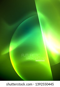 Vector glowing neon circles abstract background, modern template