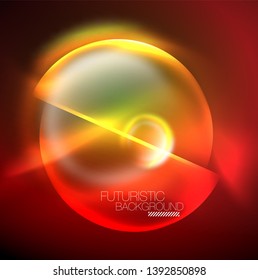 Vector glowing neon circles abstract background, modern template