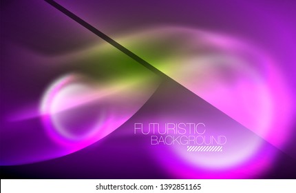 Vector glowing neon circles abstract background, modern template