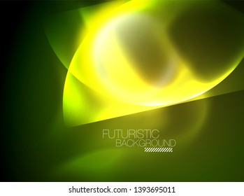 Vector glowing neon circles abstract background, modern template