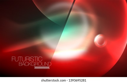 Vector glowing neon circles abstract background, modern template
