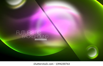 Vector glowing neon circles abstract background, modern template