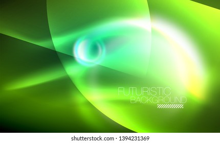 Vector glowing neon circles abstract background, modern template