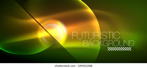 Vector glowing neon circles abstract background, modern template