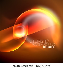 Vector glowing neon circles abstract background, modern template