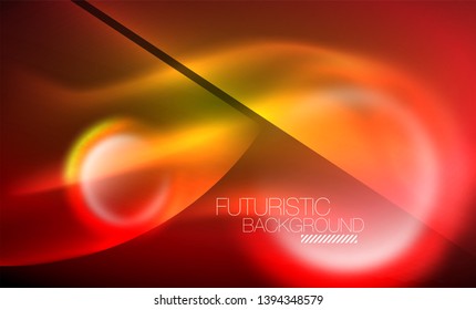 Vector glowing neon circles abstract background, modern template