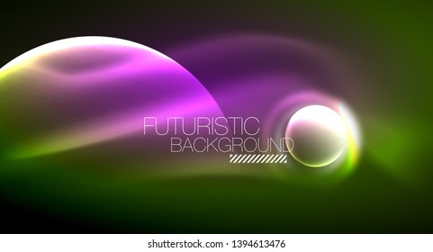 Vector glowing neon circles abstract background, modern template