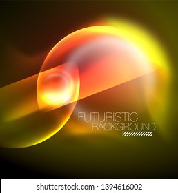 Vector glowing neon circles abstract background, modern template
