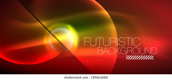 Vector glowing neon circles abstract background, modern template