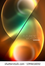 Vector glowing neon circles abstract background, modern template