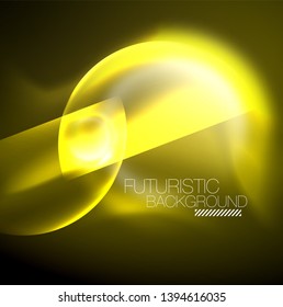 Vector glowing neon circles abstract background, modern template