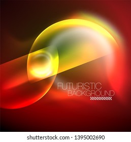 Vector glowing neon circles abstract background, modern template
