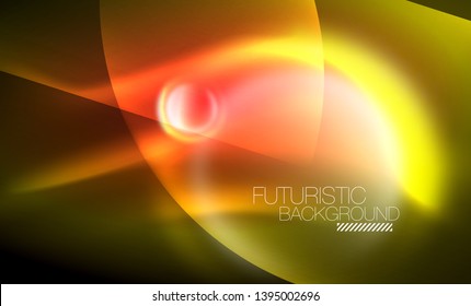 Vector glowing neon circles abstract background, modern template
