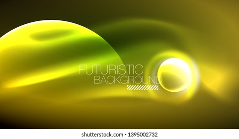 Vector glowing neon circles abstract background, modern template