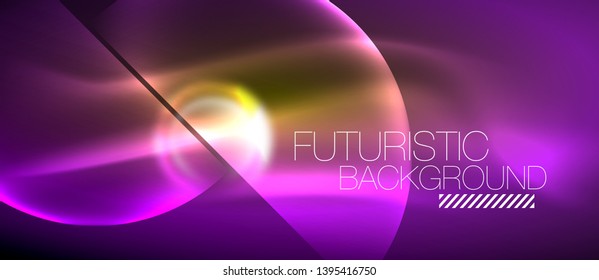 Vector glowing neon circles abstract background, modern template