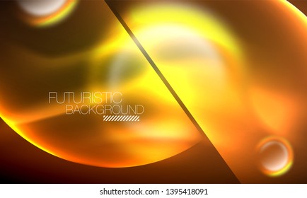 Vector glowing neon circles abstract background, modern template