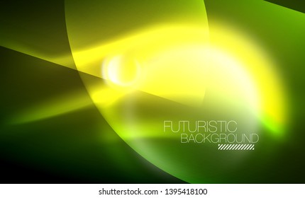 Vector glowing neon circles abstract background, modern template