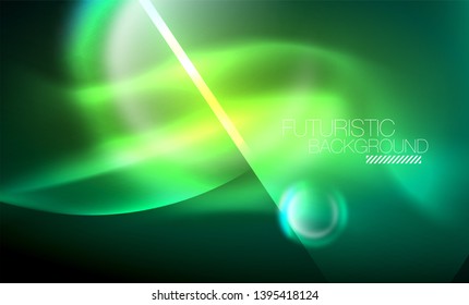 Vector glowing neon circles abstract background, modern template
