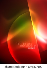 Vector glowing neon circles abstract background, modern template