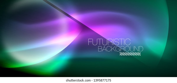 Vector glowing neon circles abstract background, modern template