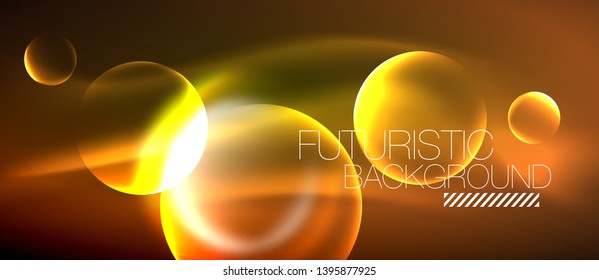 Vector glowing neon circles abstract background, modern template