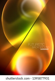 Vector glowing neon circles abstract background, modern template
