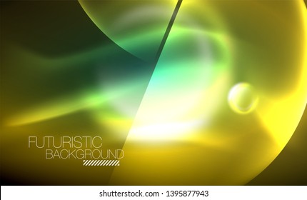 Antecedentes abstractos de los círculos de neón brillante vectoriales, plantilla moderna