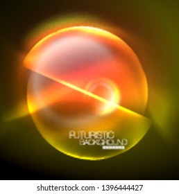 Vector glowing neon circles abstract background, modern template