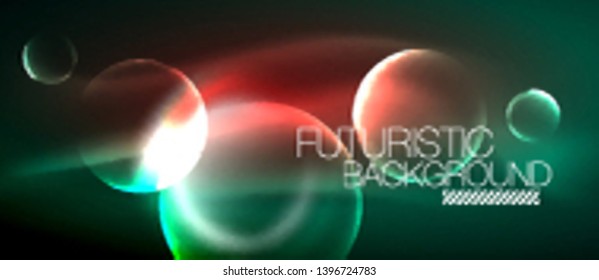 Vector glowing neon circles abstract background, modern template