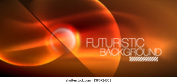 Vector glowing neon circles abstract background, modern template