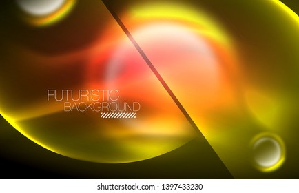 Vector glowing neon circles abstract background, modern template