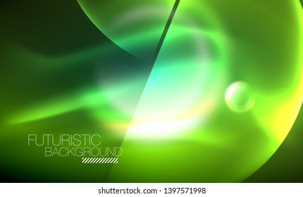 Antecedentes abstractos de los círculos de neón brillante vectoriales, plantilla moderna