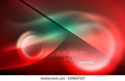 Vector glowing neon circles abstract background, modern template