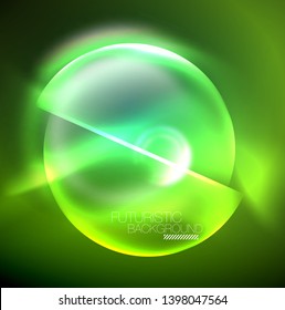 Vector glowing neon circles abstract background, modern template