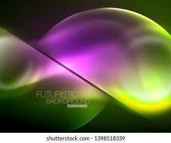 Vector glowing neon circles abstract background, modern template