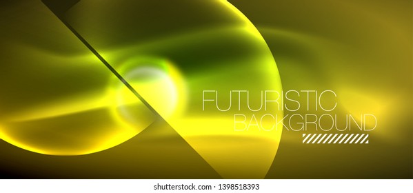 Vector glowing neon circles abstract background, modern template