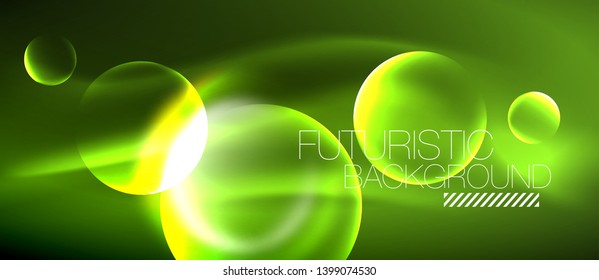 Vector glowing neon circles abstract background, modern template