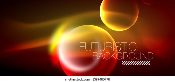 Vector glowing neon circles abstract background, modern template
