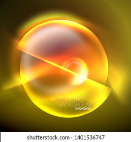 Vector glowing neon circles abstract background, modern template