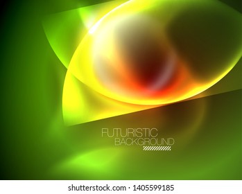 Vector glowing neon circles abstract background, modern template